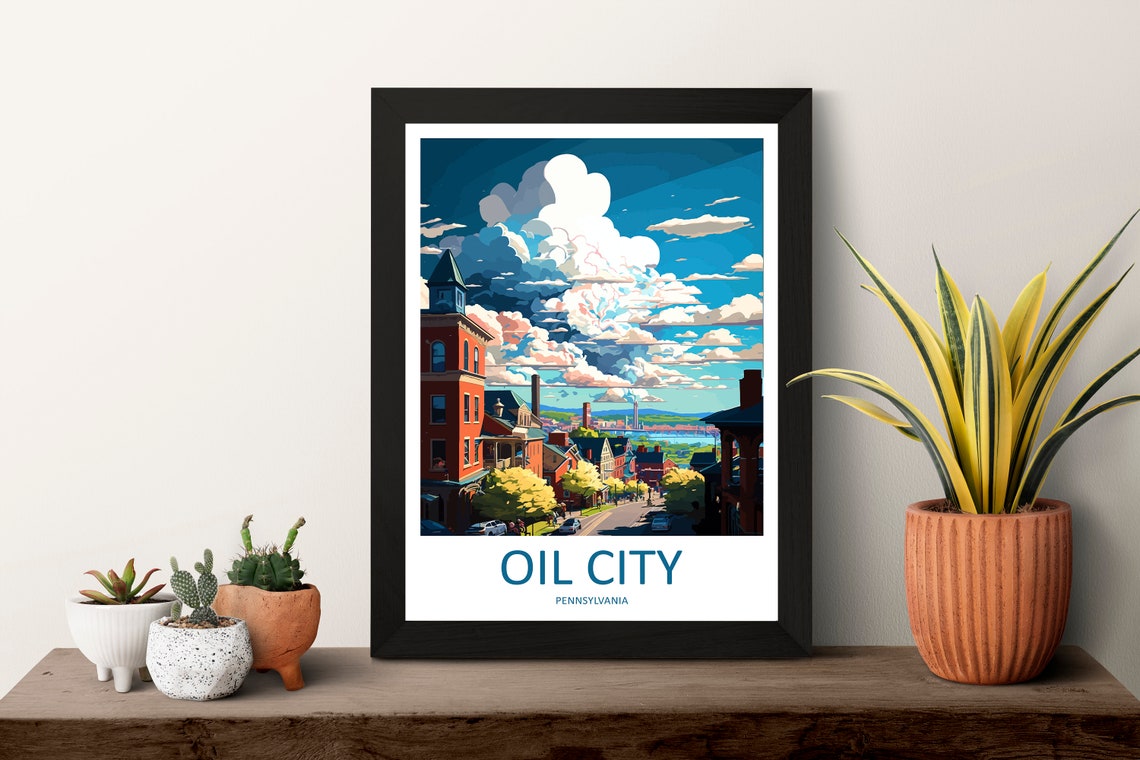 Oil City Travel Print Wall Art Oil City Wall Hanging Home Dcor Oil City Gift Art Lovers Pennsylvania Art Lover Travel Poster - Image 3