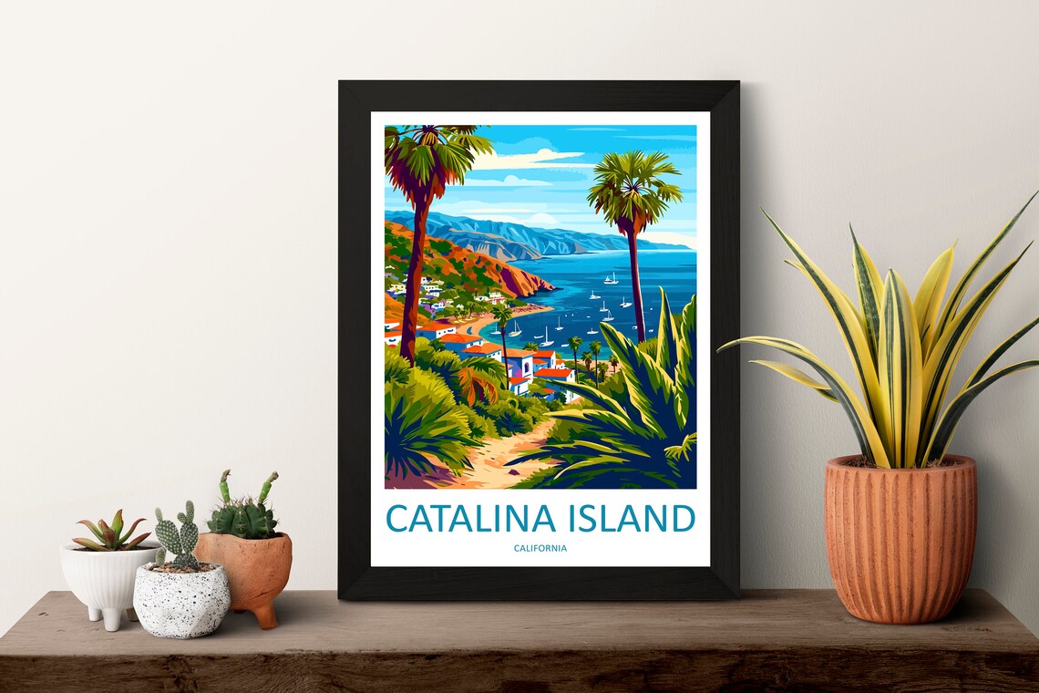 Catalina Island Travel Print Wall Art Catalina Island Wall Hanging Home Dcor Catalina Island Gift Art Lovers California Art Lover Gift - Image 3