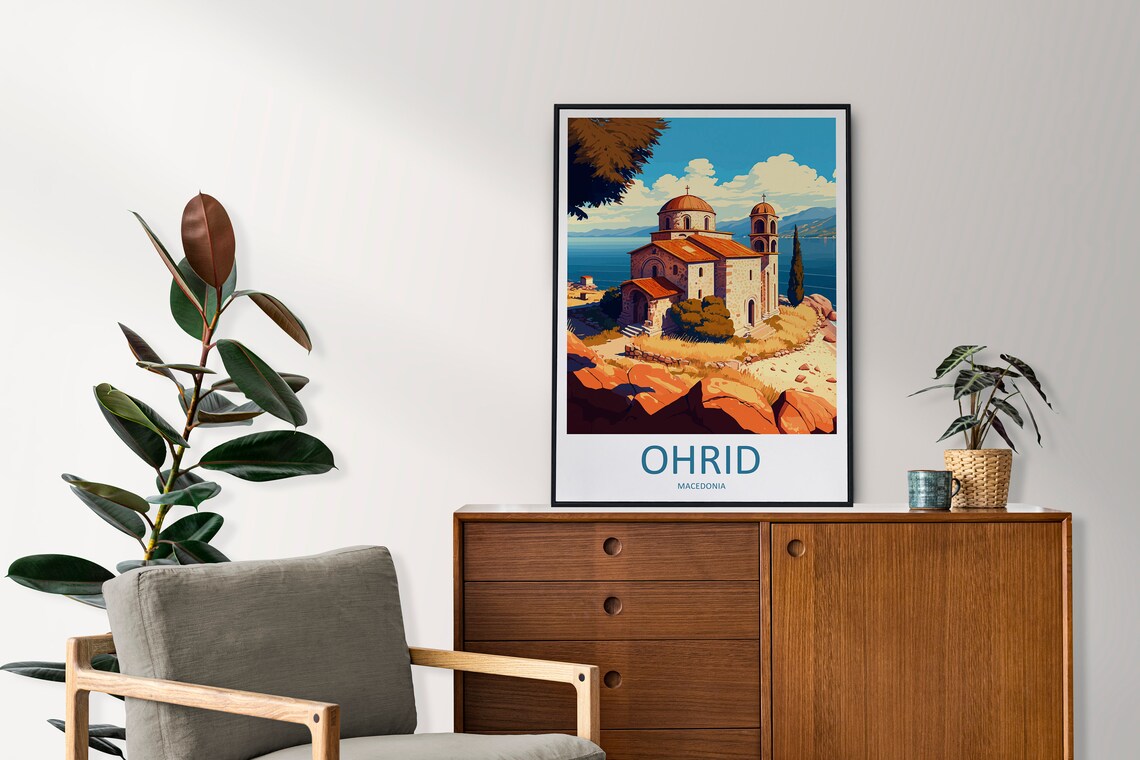 Ohrid Travel Print, Lake Ohrid Church Art Print - Image 2