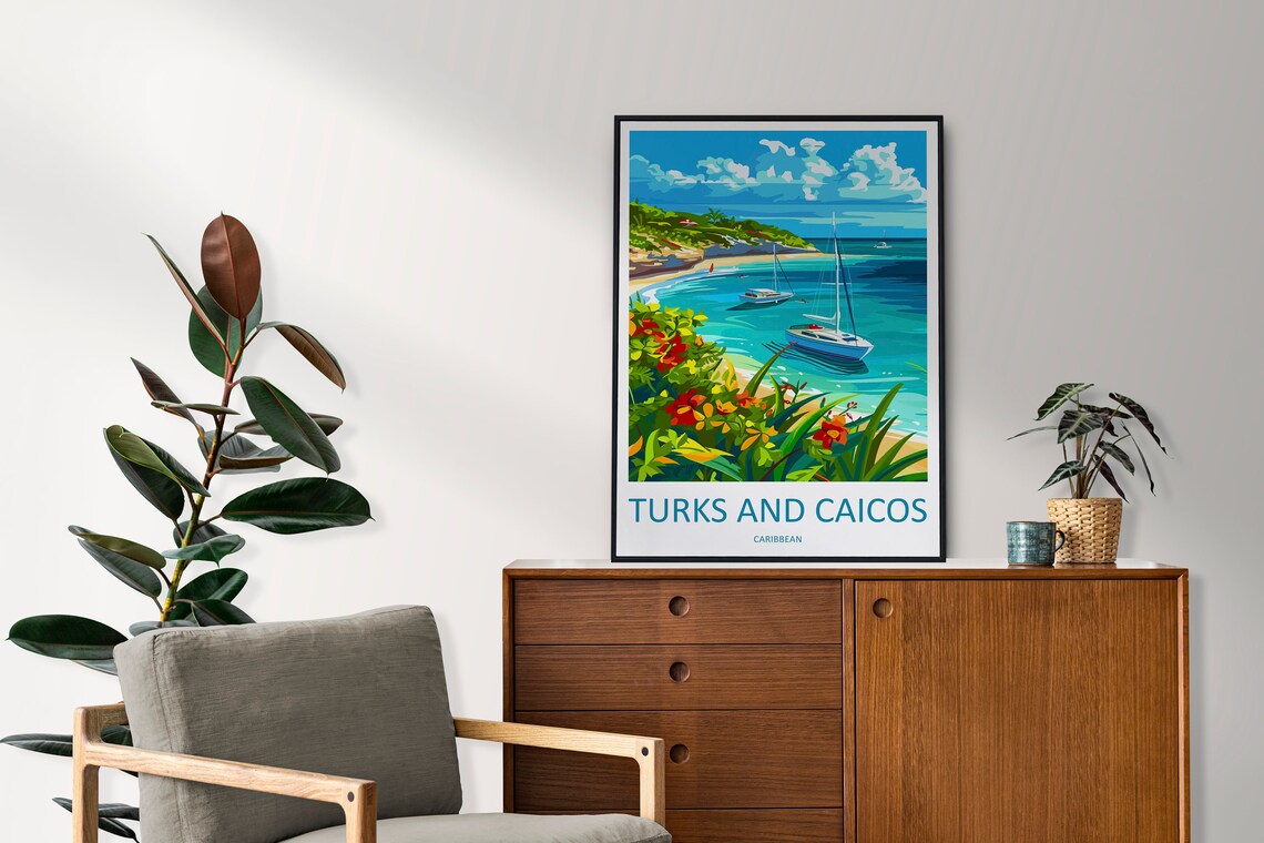 Turks And Caicos Islands Travel Poster, Caribbean Decor - Image 2