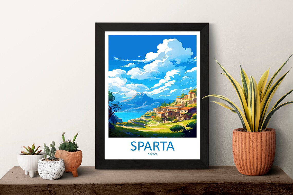 Sparta Greece Mountain Village Hillside Scenery Travel Poster - Image 3