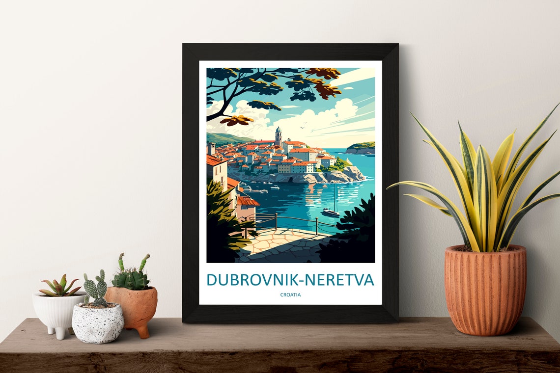 Dubrovnik Neretva Coastal Town Over the Sparkling Adriatic Poster - Image 3