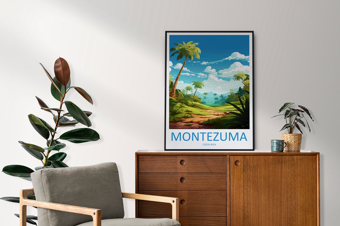 Montezuma Costa Rica Tropical Jungle Palms Pura Vida Travel Poster - Image 2