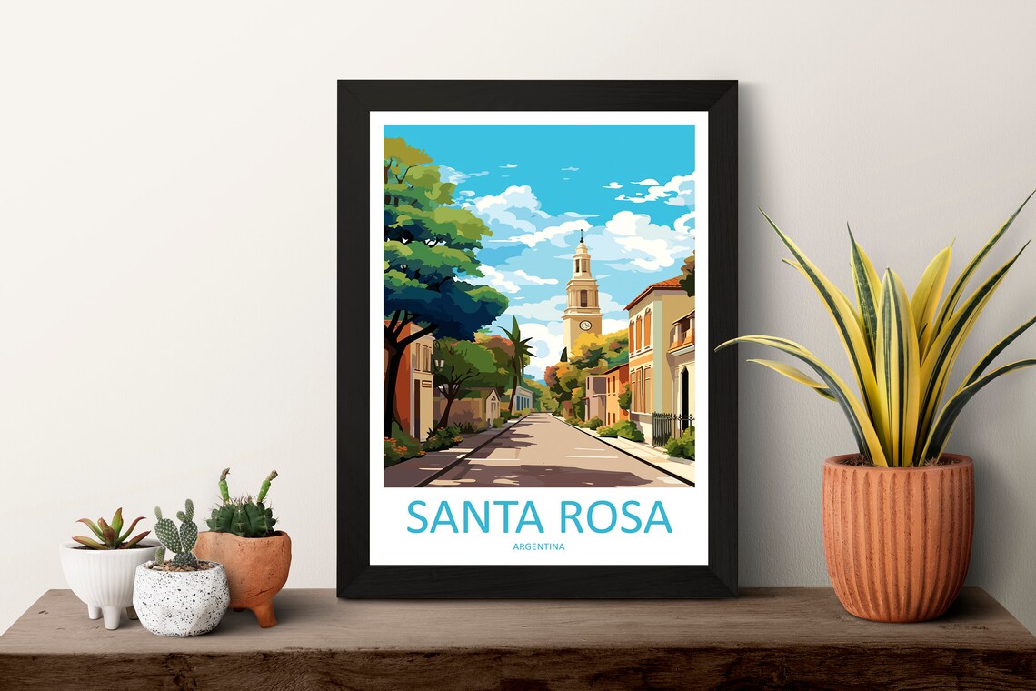 Santa Rosa Argentina Colonial Street Church Tower Travel Poster - Image 3