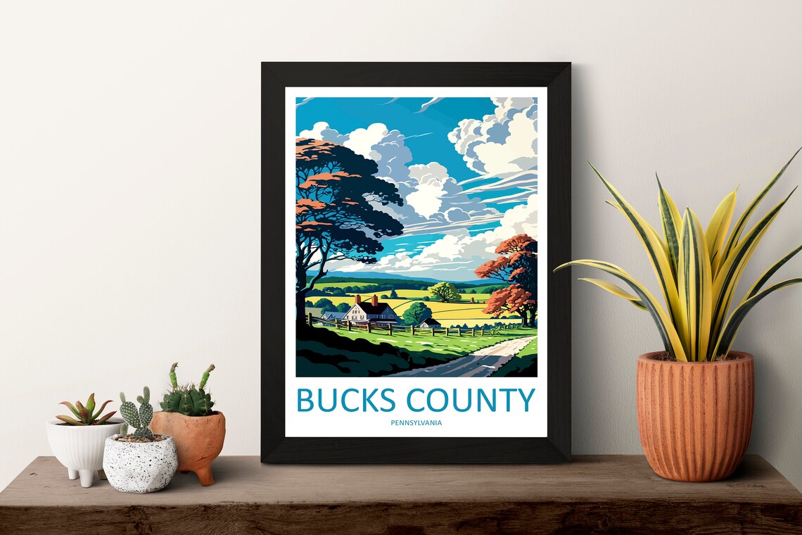 Bucks County Travel Poster, Pennsylvania Wall Art - Image 3