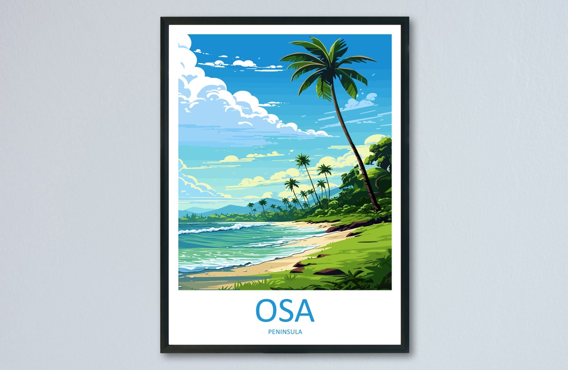 Osa Peninsula Costa Rica Palm Tree Beach Coastal Travel Poster