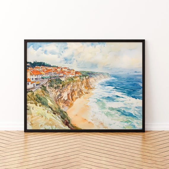 Nazar Watercolor Poster Wall Art Hanging Home Dcor Gift Lovers Portugal
