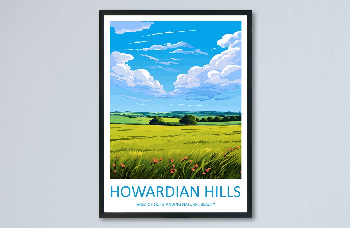 Howardian Hills Golden Wheat Field Poppy Border Travel Poster