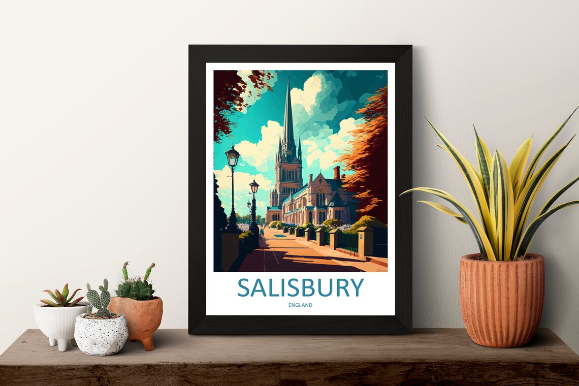 Salisbury Travel Poster, England Wall Art Print - Image 3