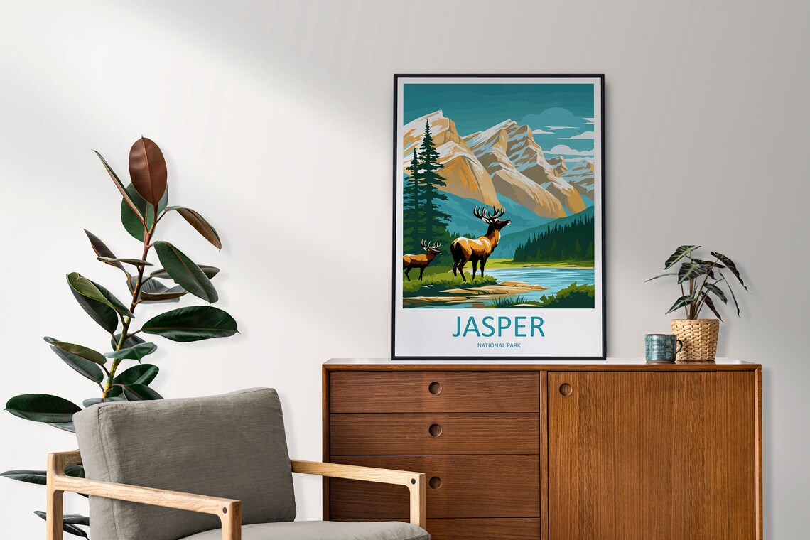 Jasper National Park Travel Poster, Canada Landscape - Image 2
