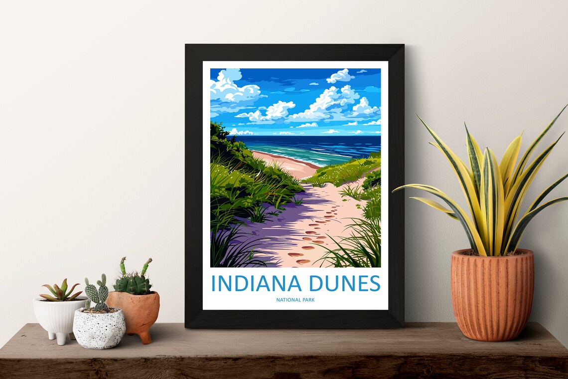Indiana Dunes National Park Sandy Path to Lake Michigan Travel Poster - Image 3
