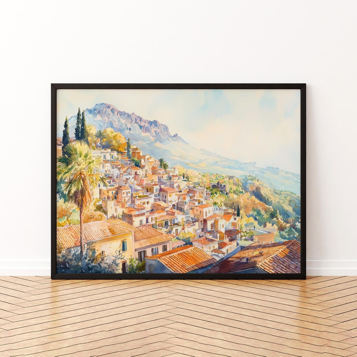 Taormina Watercolor Poster, Italy Travel Poster