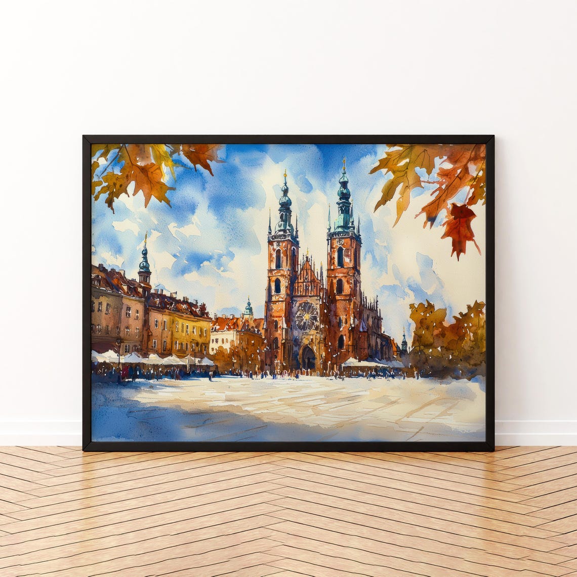Krakow Watercolor Poster Landscape Wall Art Hanging Home Dcor Gift Lovers Poland