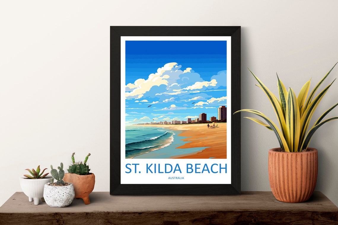 St Kilda Beach Melbourne Australia Skyline Sunset Travel Poster - Image 3