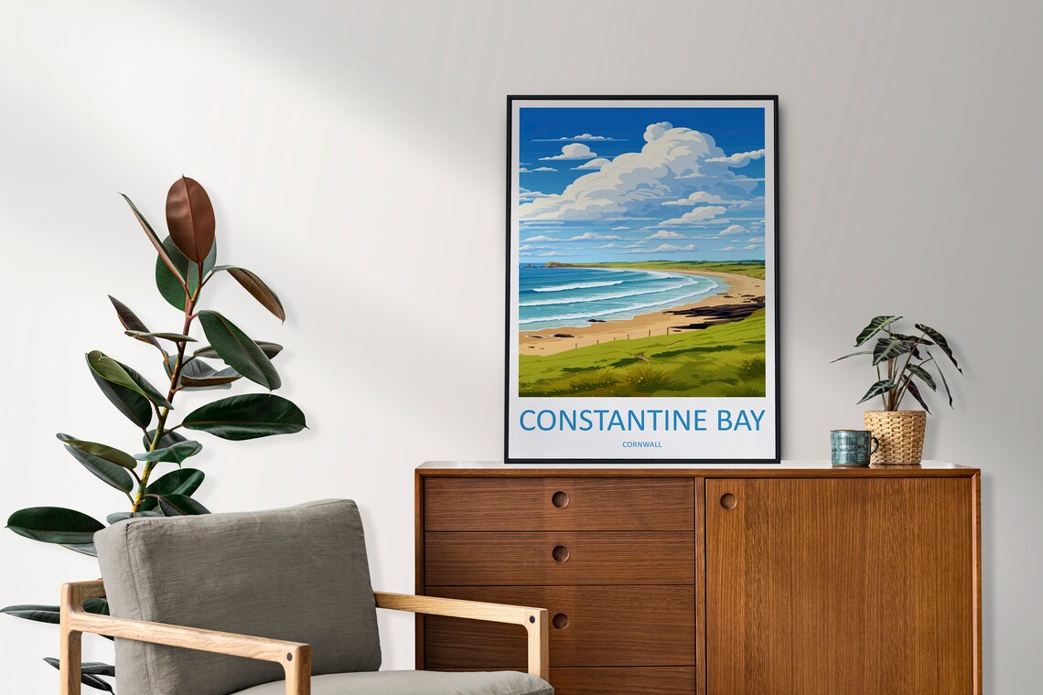 Constantine Bay Travel Poster, Cornwall Wall Art - Image 2