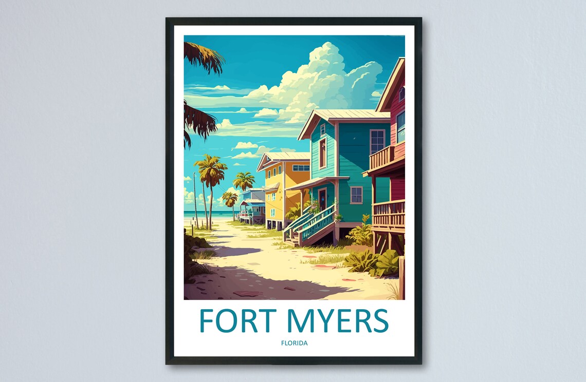 Fort Myers Travel Poster, Florida Place Print
