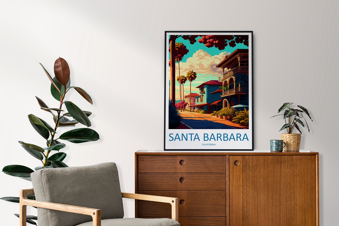 Santa Barbara Travel Poster, California Wall Art - Image 2