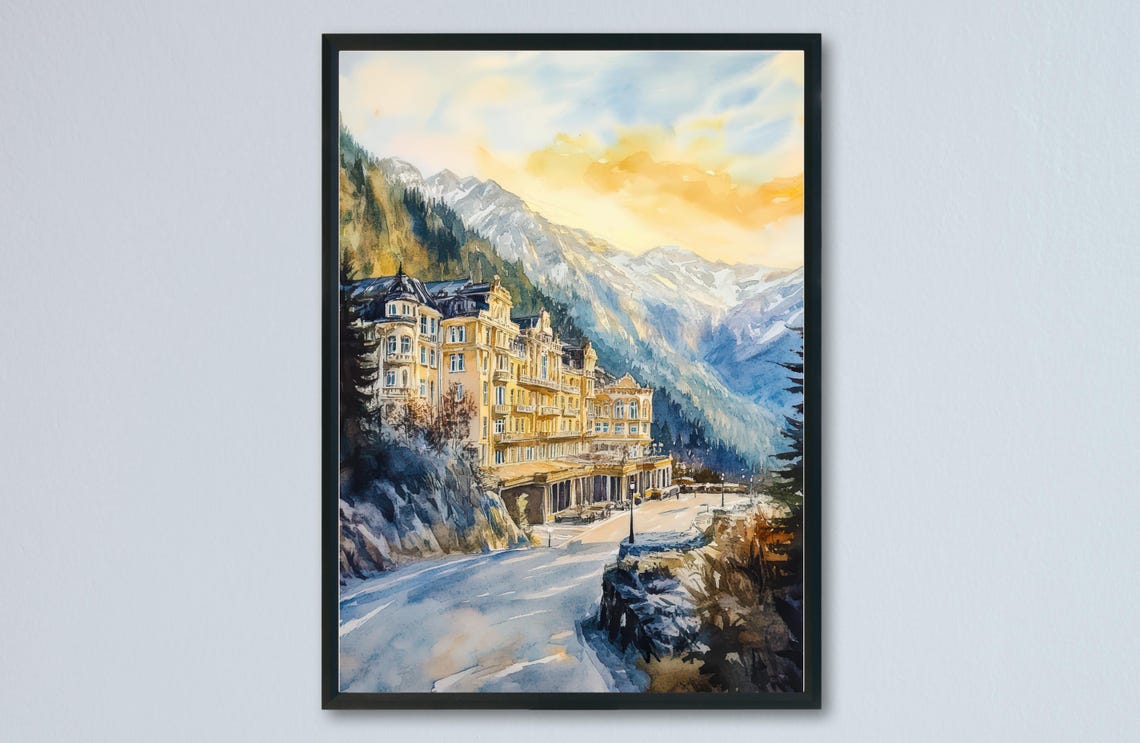 Bad Gastein Austria Grand Alpine Hotel and Snowy Peaks Poster