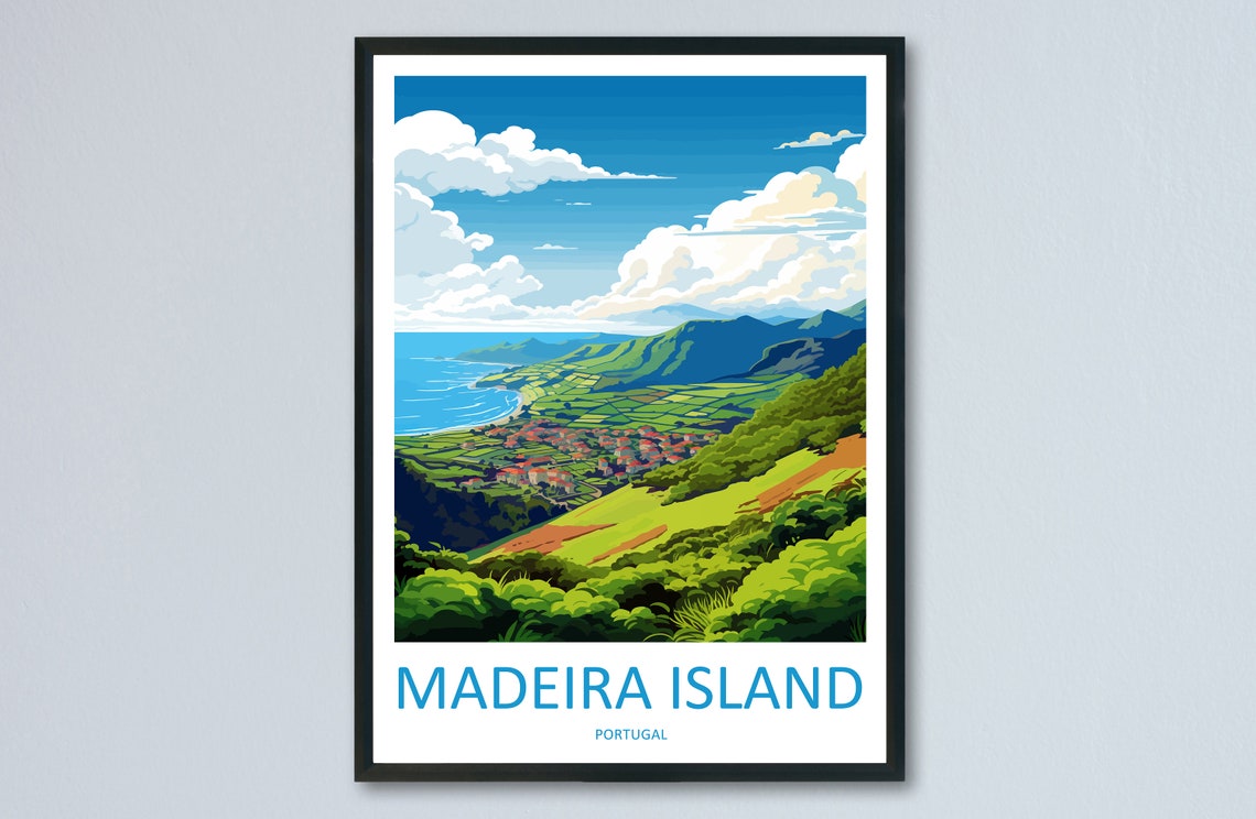 Madeira Island Portugal Lush Green Coastline Ocean Panorama Poster
