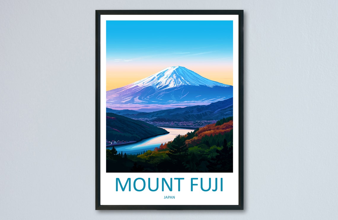 Mount Fuji Japan Snowcapped Volcano Sunset View Travel Poster