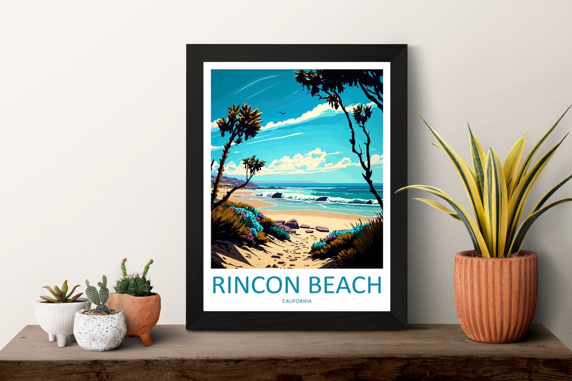 Rincon Beach California Surf Cove Coastal Bluffs Travel Poster - Image 3