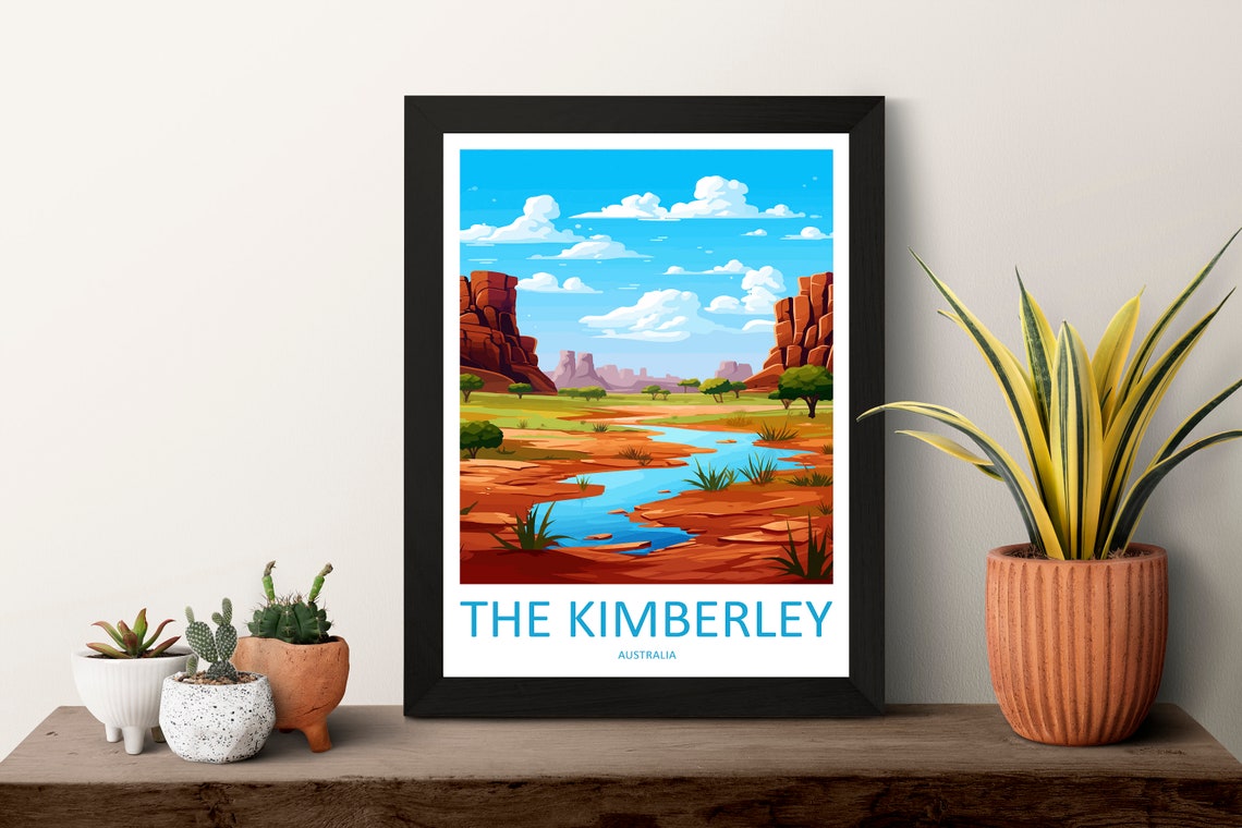 The Kimberley Australia Red Rock Gorge River Blue Sky Poster - Image 3