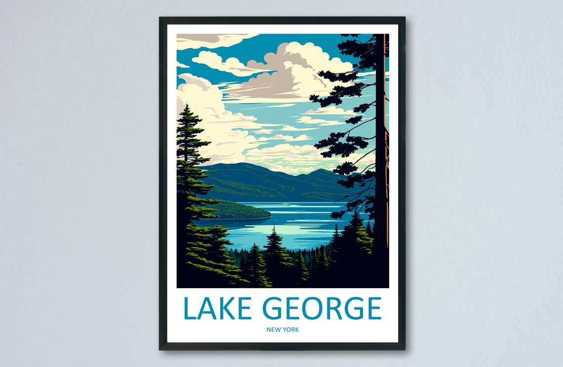 Lake George Travel Poster, New York State Art Print