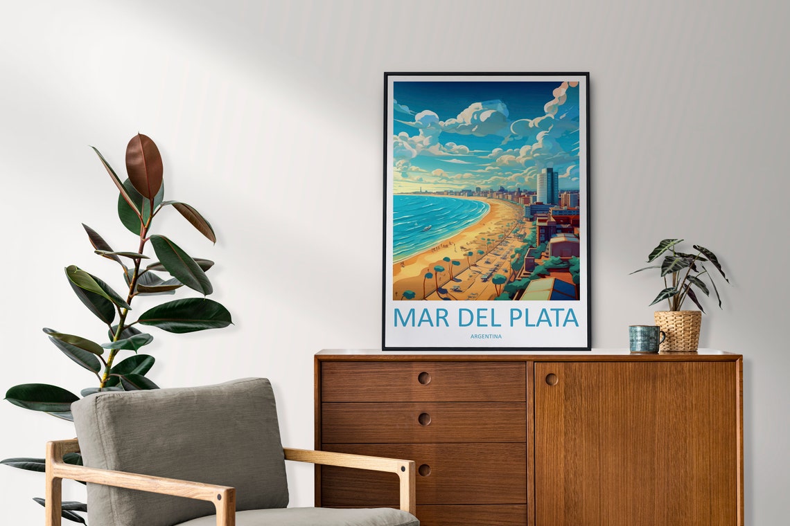 Mar Del Plata Argentina Beach Promenade Skyline Travel Poster - Image 2