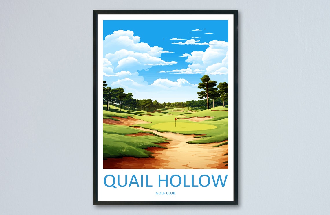 Quail Hollow Golf Club Pine Trees Fairway Daytime Travel Poster