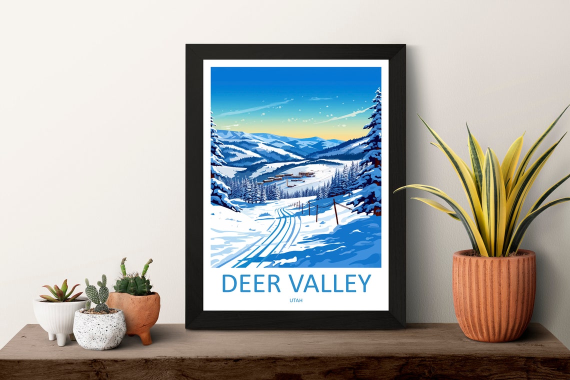 Deer Valley Travel Print Wall Art Deer Valley Wall Hanging Home Dcor Deer Valley Art Lovers Utah Art Lover Gift - Image 3