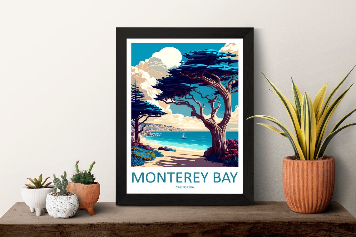 Monterey Bay Travel Poster, California Wall Art - Image 3