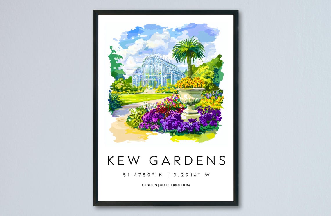 Kew Gardens London Watercolor Glasshouse Botanical Travel Print
