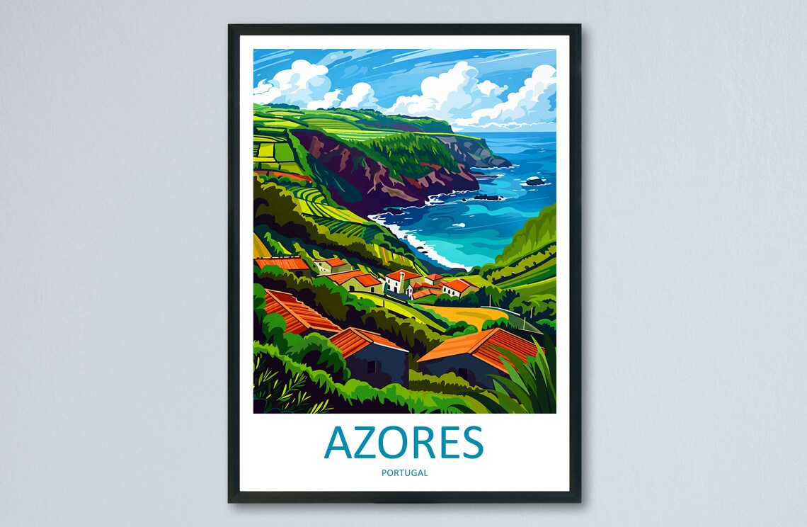 Azores Travel Poster, Portugal Wall Decor Print