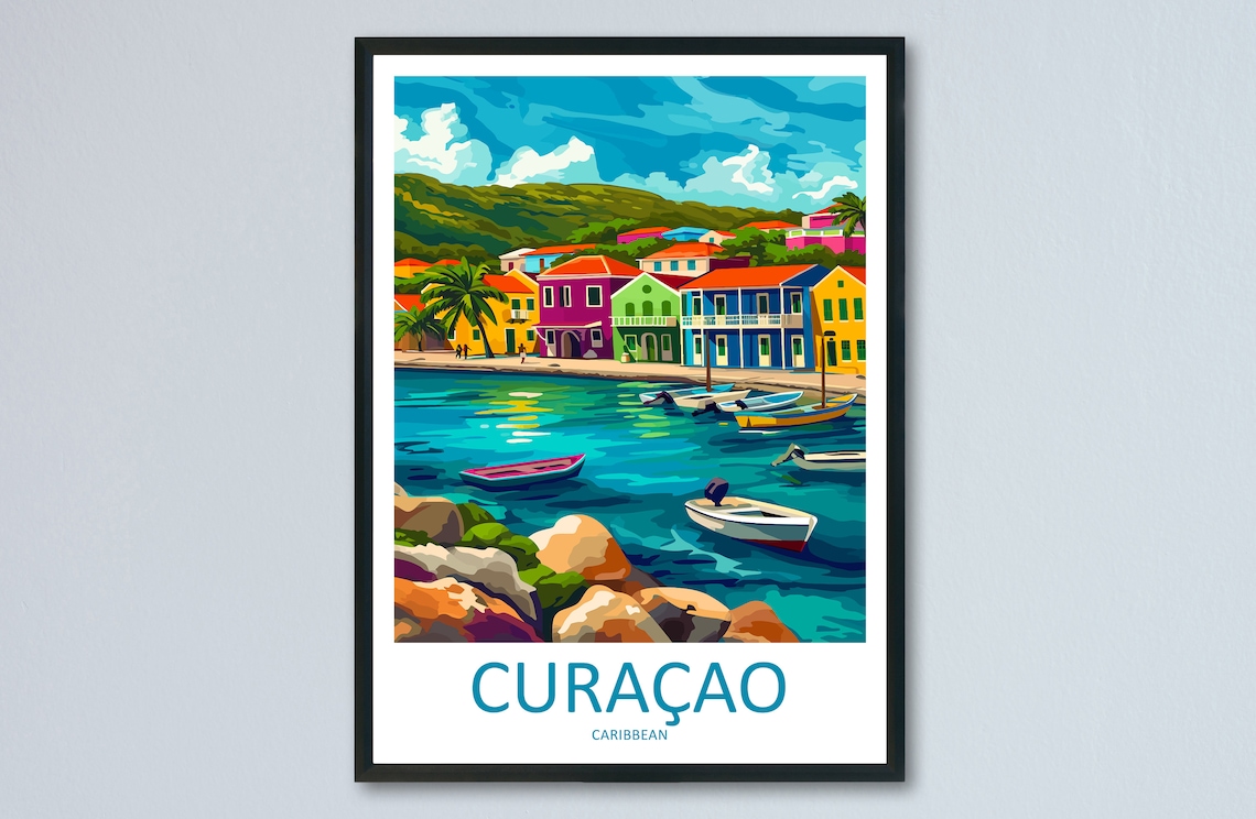 Curaçao Travel Poster, Caribbean Destination Art