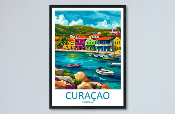Curaçao Travel Poster, Caribbean Destination Art