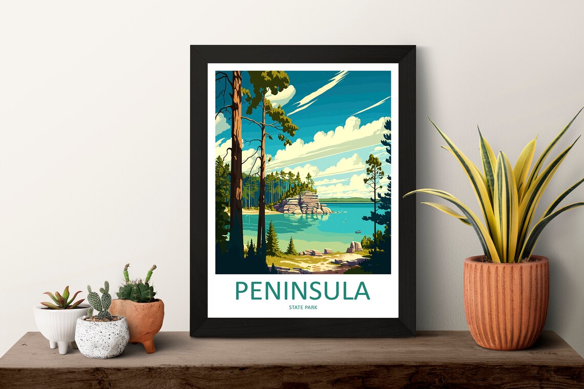 Peninsula State Park Travel Poster, Wisconsin Landscape - Image 3