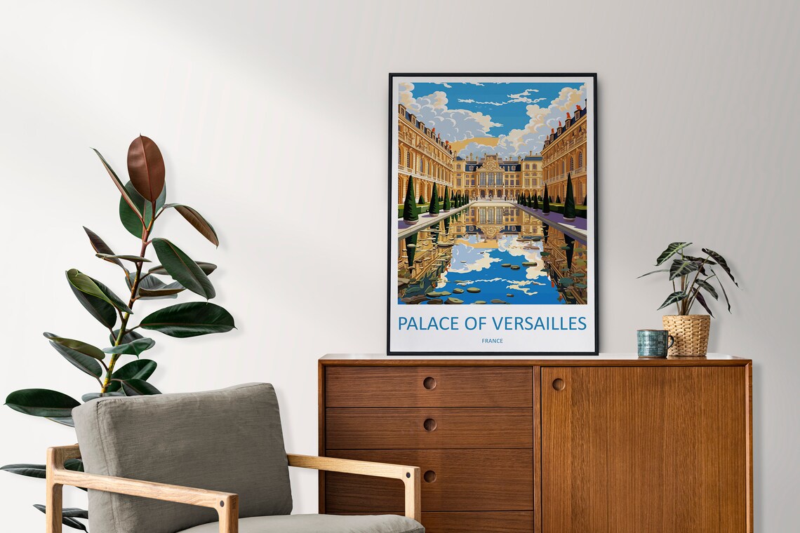 Palace Of Versailles France Reflecting Pool Classic Travel Poster - Image 2