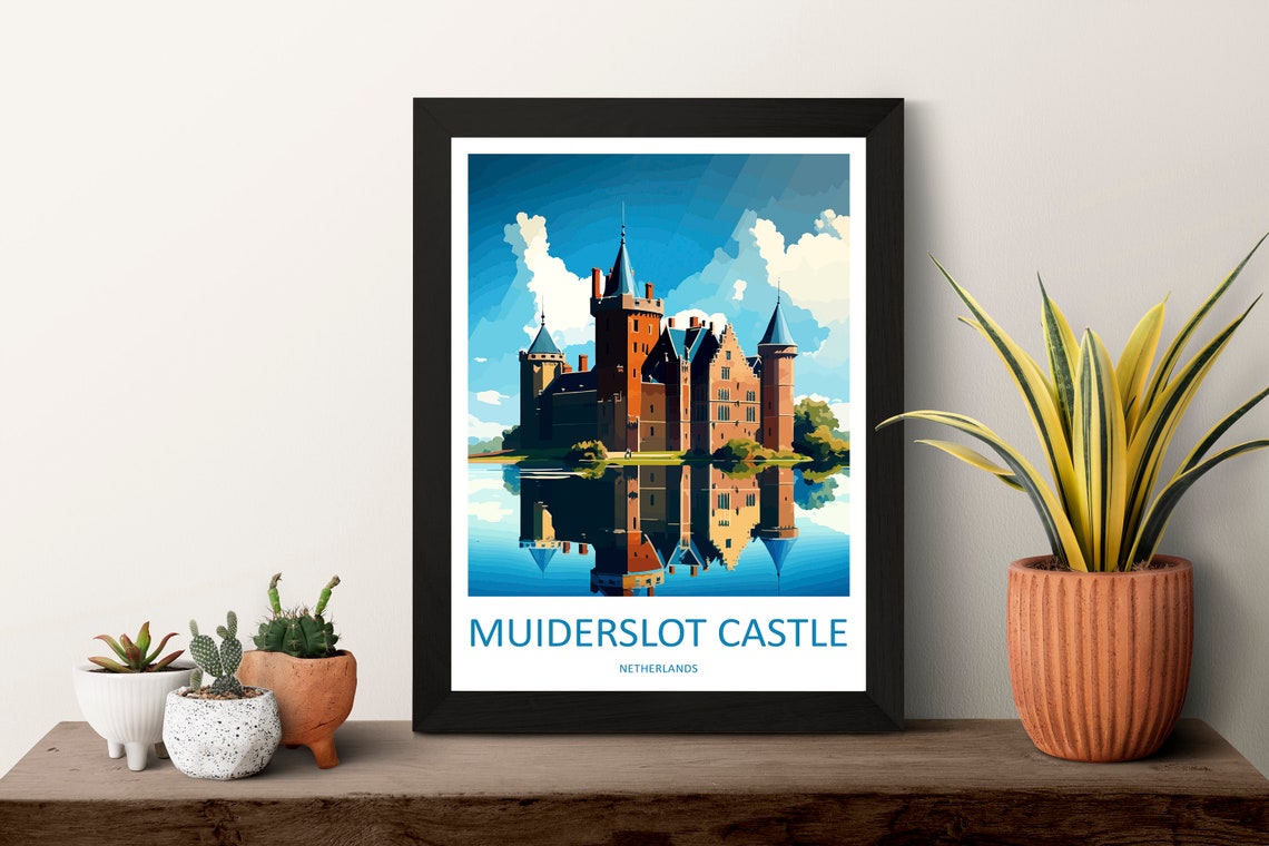 Muiderslot Castle Netherlands Moated Fortress Vintage Art Poster - Image 3