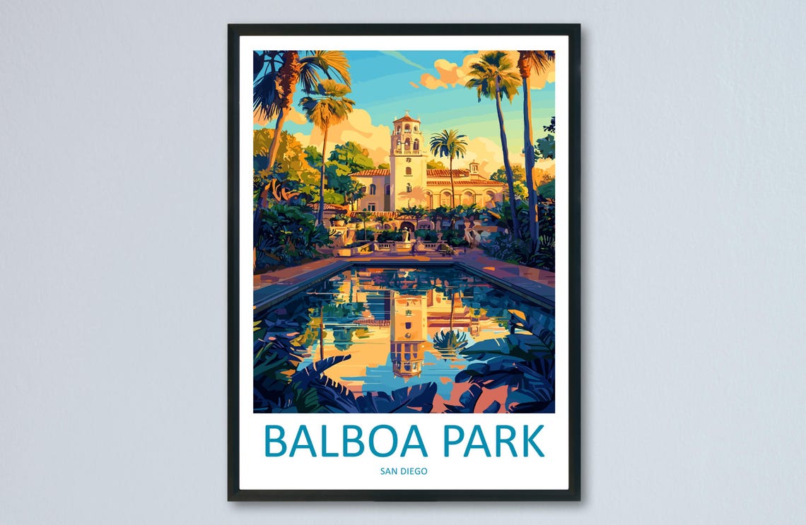 Balboa Park San Diego Casa del Prado Palms Reflecting Pool Poster