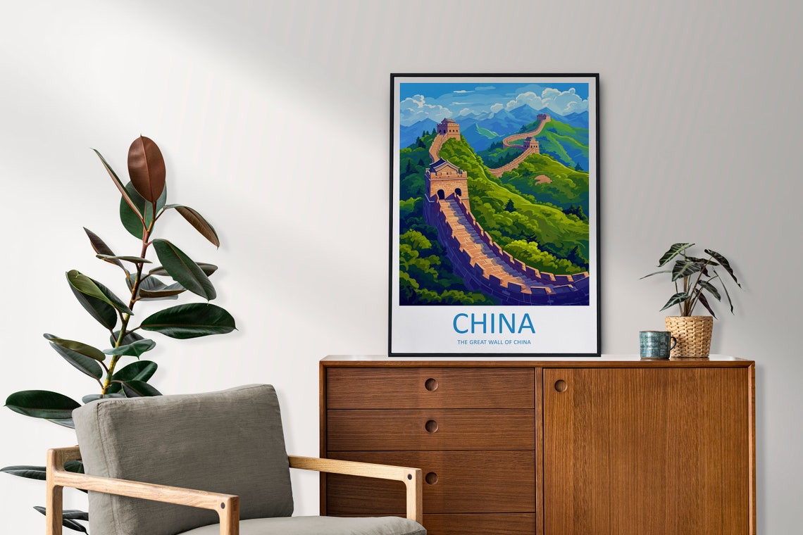 Great Wall of China Winding Mountain Ridge Summer Travel Poster - Image 2