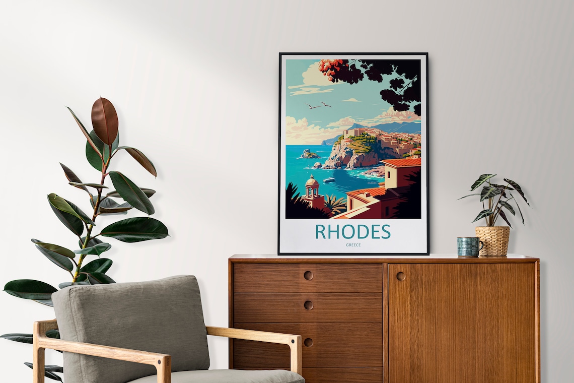 Rhodes Greece Travel Poster, Europe Wall Art Print - Image 2