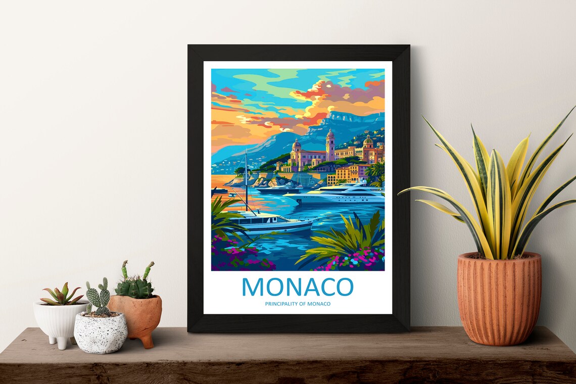 Monaco Travel Poster, Home Decor Wall Art - Image 3