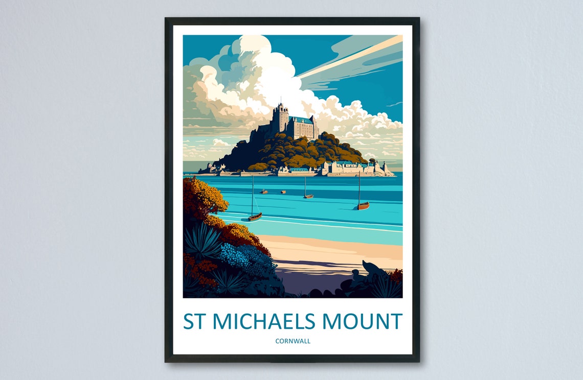St Michaels Mount Cornwall Castle Island Turquoise Sea Poster