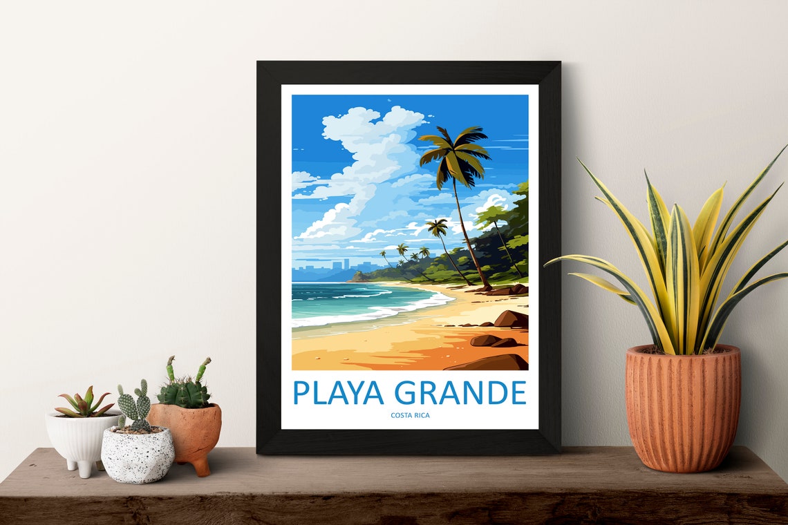 Playa Grande Costa Rica Palm Beach Poster with Golden Sand Shore - Image 3