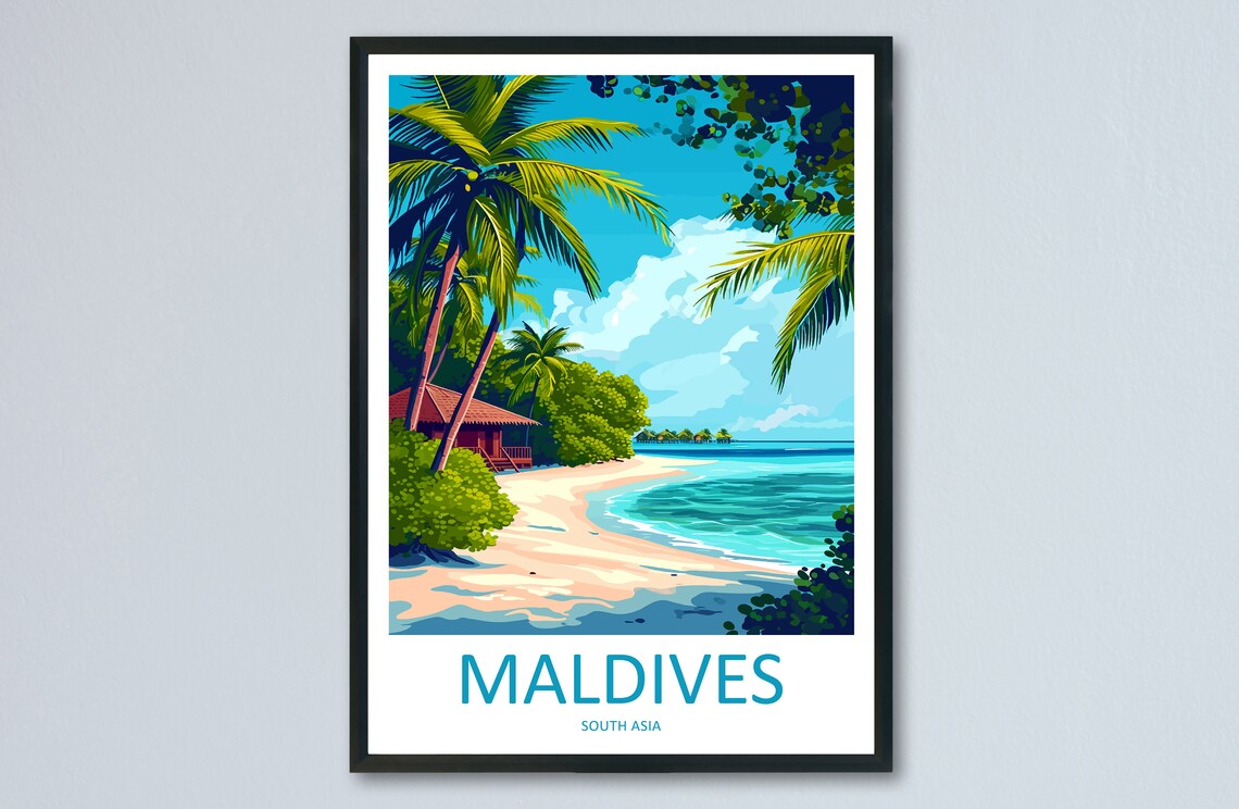 Maldives Travel Print, South Asia Wall Decor