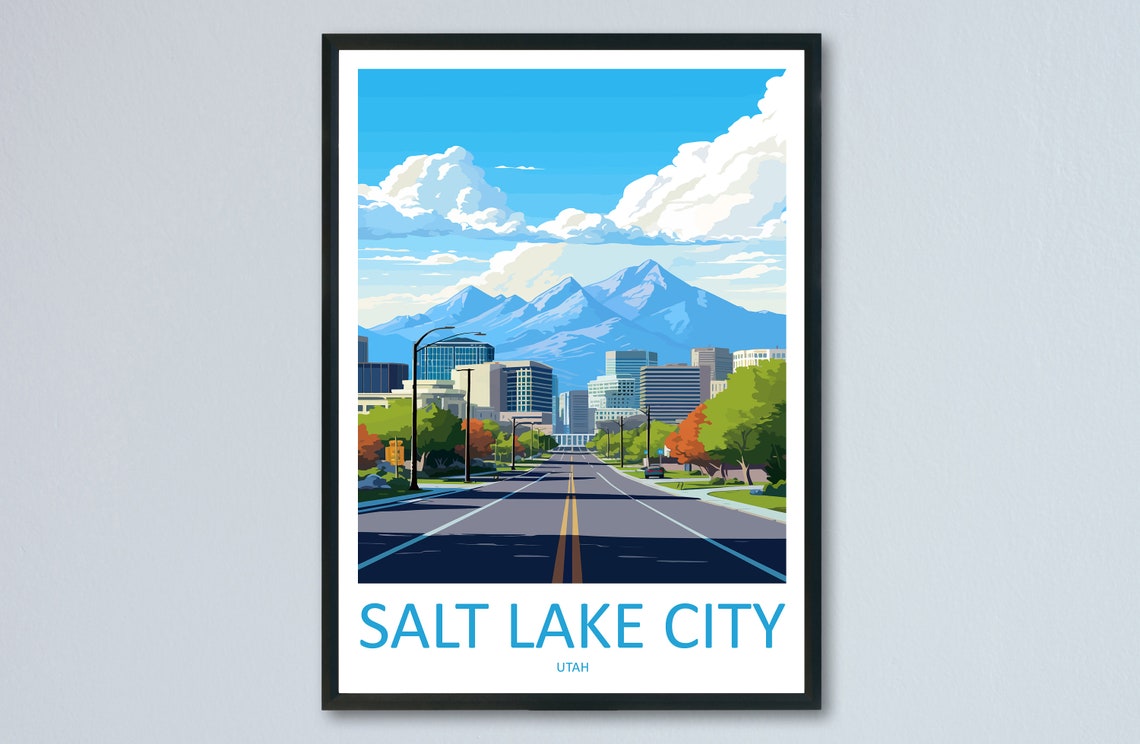 Salt Lake City Utah Downtown Avenue Toward the Wasatch Range Poster