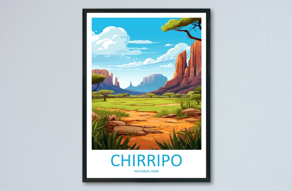 Chirripo National Park Canyon Red Rock Valley Vintage Travel Poster