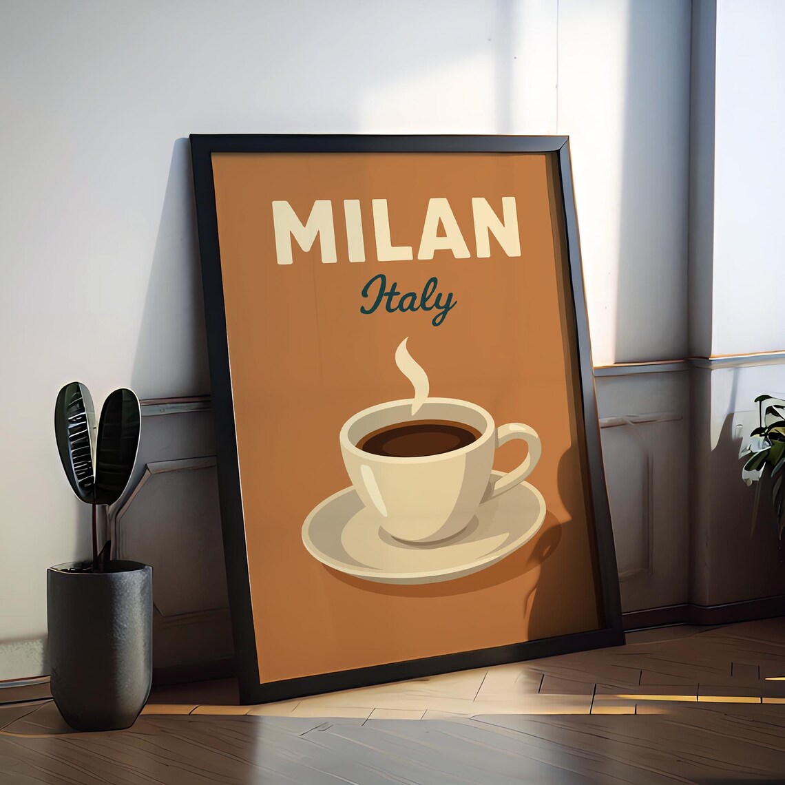 Milan Italy Espresso Coffee Cup Preppy Italian Cafe Travel Poster