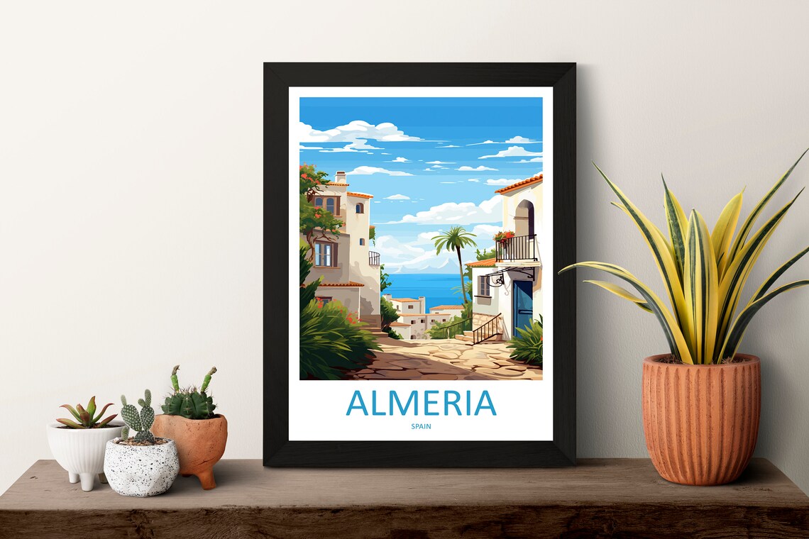 Almeria Spain Whitewashed Coastal Village Blue Sea Travel Poster - Image 3