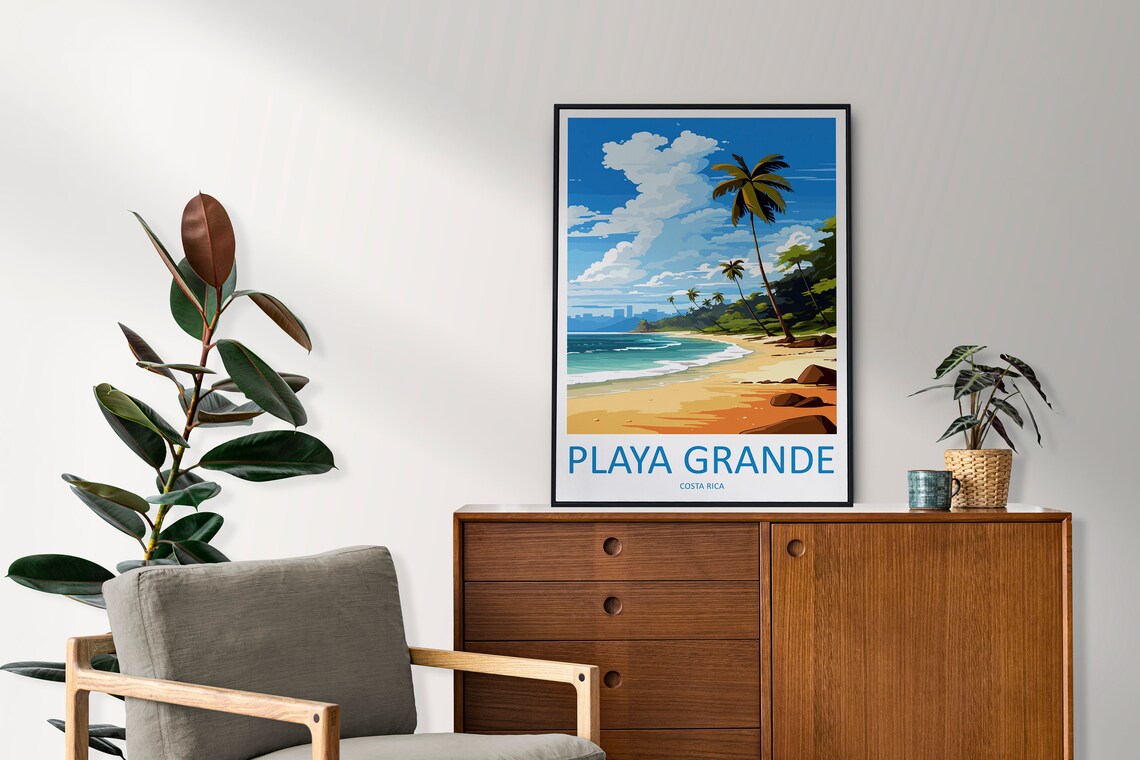 Playa Grande Costa Rica Palm Beach Poster with Golden Sand Shore - Image 2